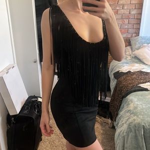 Suede fringe mini dress